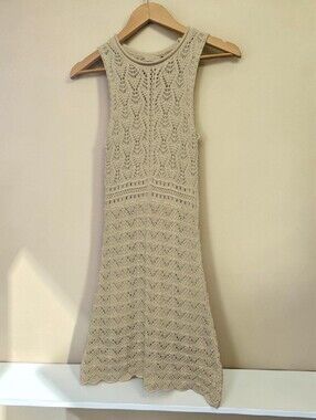 STM Cream Crochet Knit Dress | Size Small